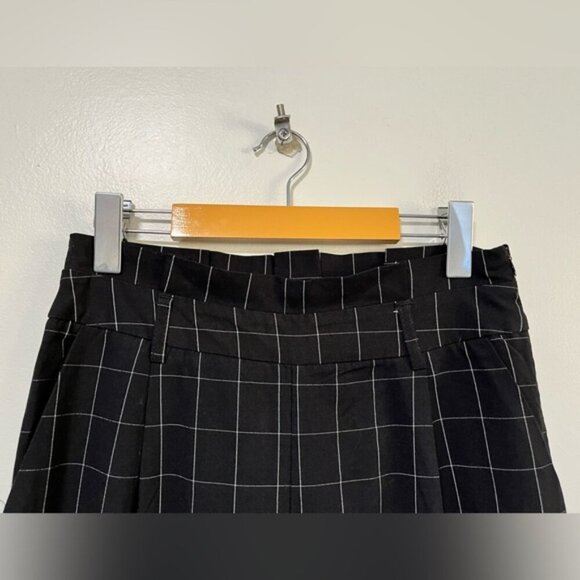Stradivarius Black Windowpane Plaid Slim Ankle Trousers | Size 6 - Picture 6 of 9
